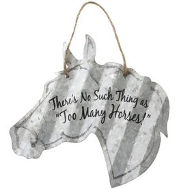 Corrugated Metal 5" Horse Head ~ Too Many Horses