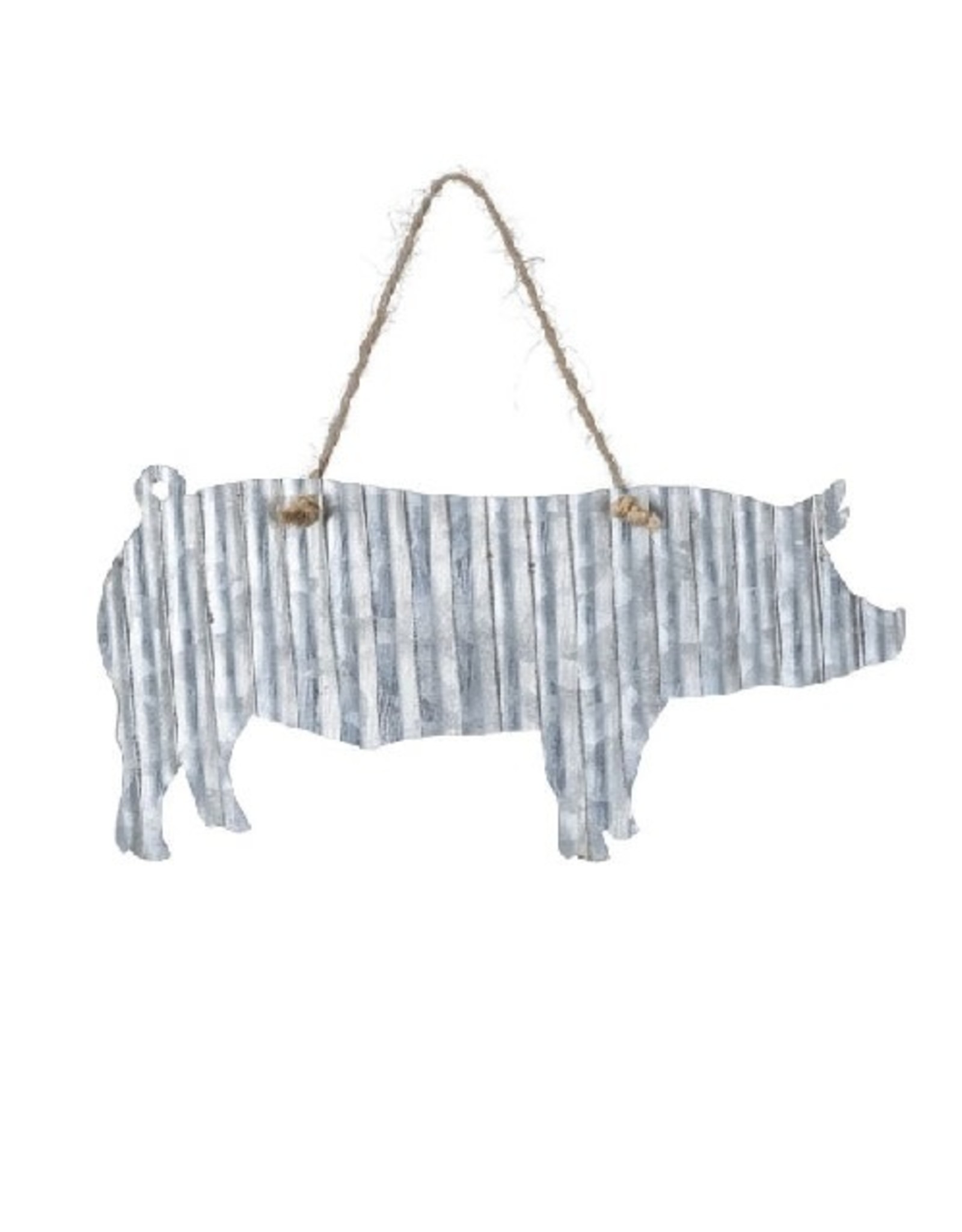 Ornament Corrugated Metal Cutout Pig 6"