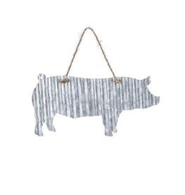 Ornament Corrugated Metal Cutout Pig 6"