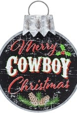 Metal Merry Cowboy Christmas Sign