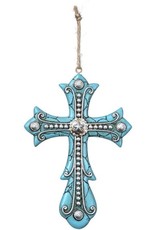 Resin Turquoise Cross with Beads and Concho Ornament