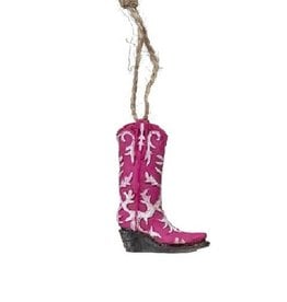 Resin Pink Cowboy Boot Ornament