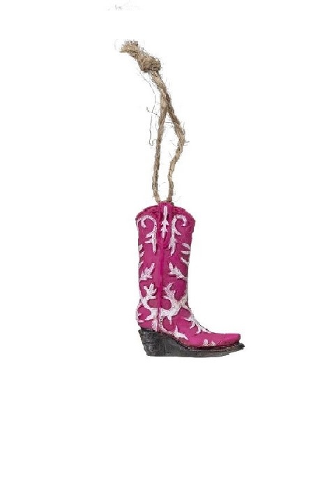 Resin Pink Cowboy Boot Ornament - Cowpokes Western Shop
