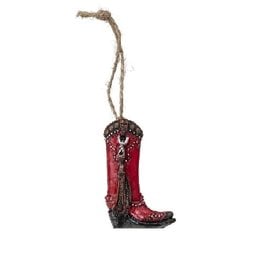Resin Red Cowboy Boot Ornament