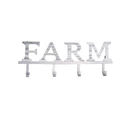 4 Hook Metal Sign FARM