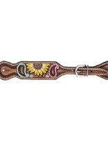 Painted Paisley and Sun Flower Leather Spur Straps