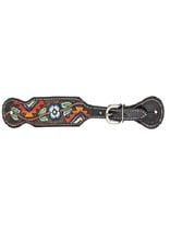 Painted Aztec Floral Leather Spur Straps