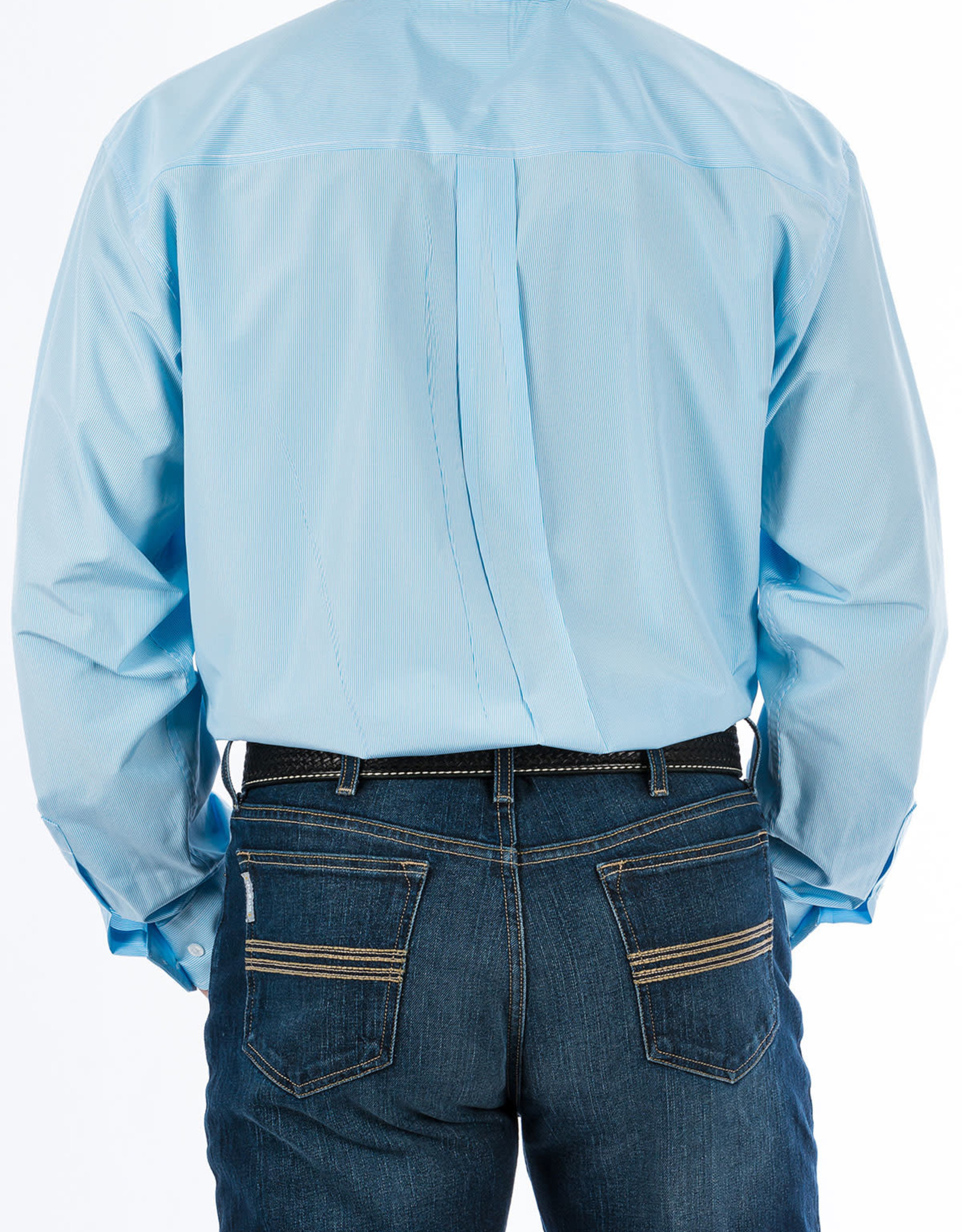 Cinch Cinch Long Sleeve Tencel Stipe Light Blue Western Button Down Shirt