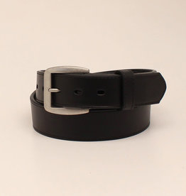 3D Classic Smooth Black Leather Belt With Silver Buckle