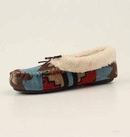 Womens Brown Aria Moccasin Slipper Turquoise Red Aztec