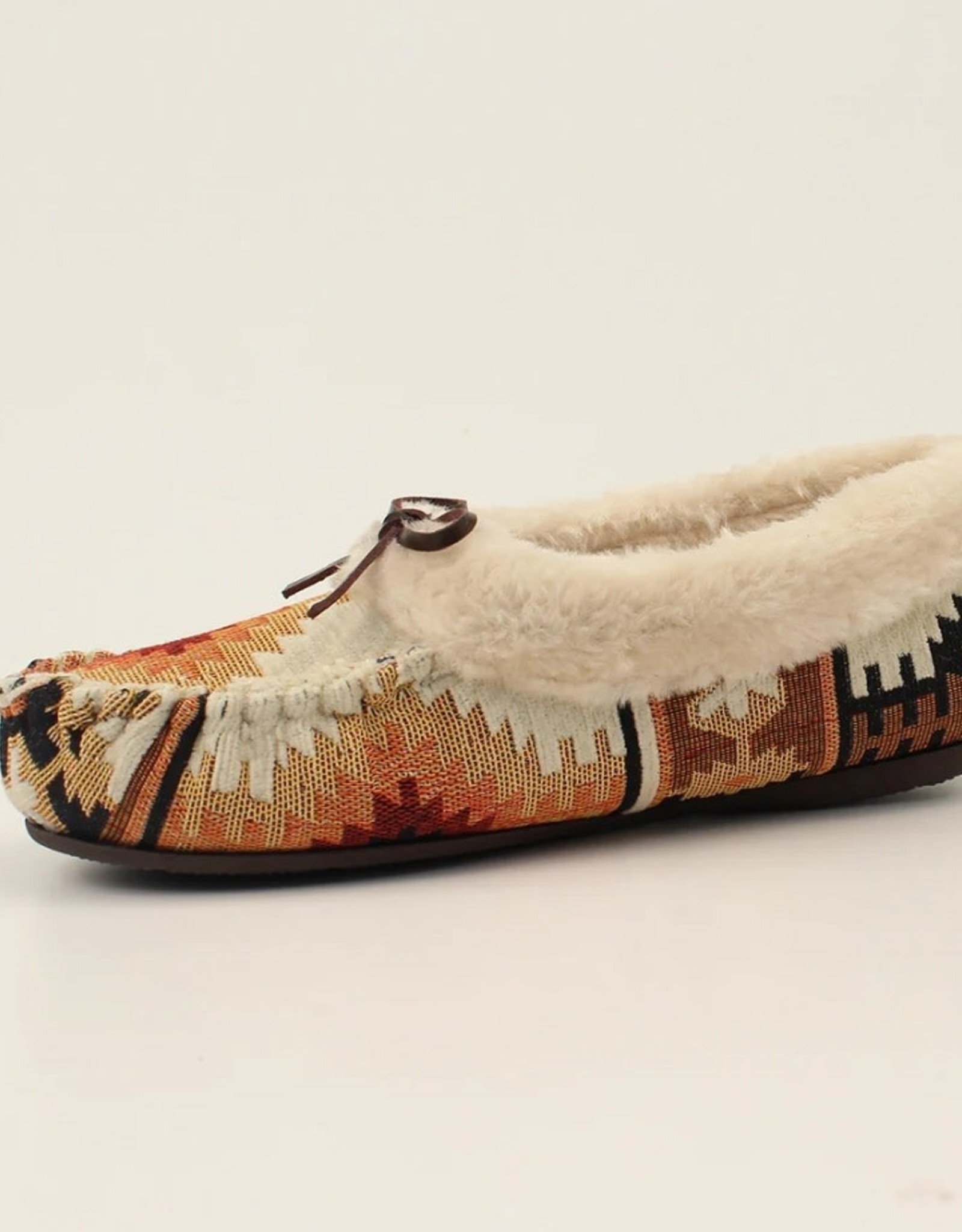 Womens Kailee Moccasin Slipper Cream Brown  Aztec