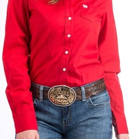 Cinch Womens Cinch  Solid Red Long Sleeve Button Down Western Arena Shirt