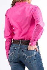 Cinch Womens Cinch Solid Hot Pink Long Sleeve Button Down Western Arena Shirt