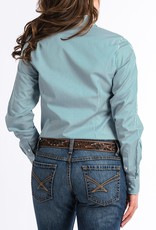 Cinch Womens Cinch Teal And White Tencel Stripe Button Up Western Arena Shirt