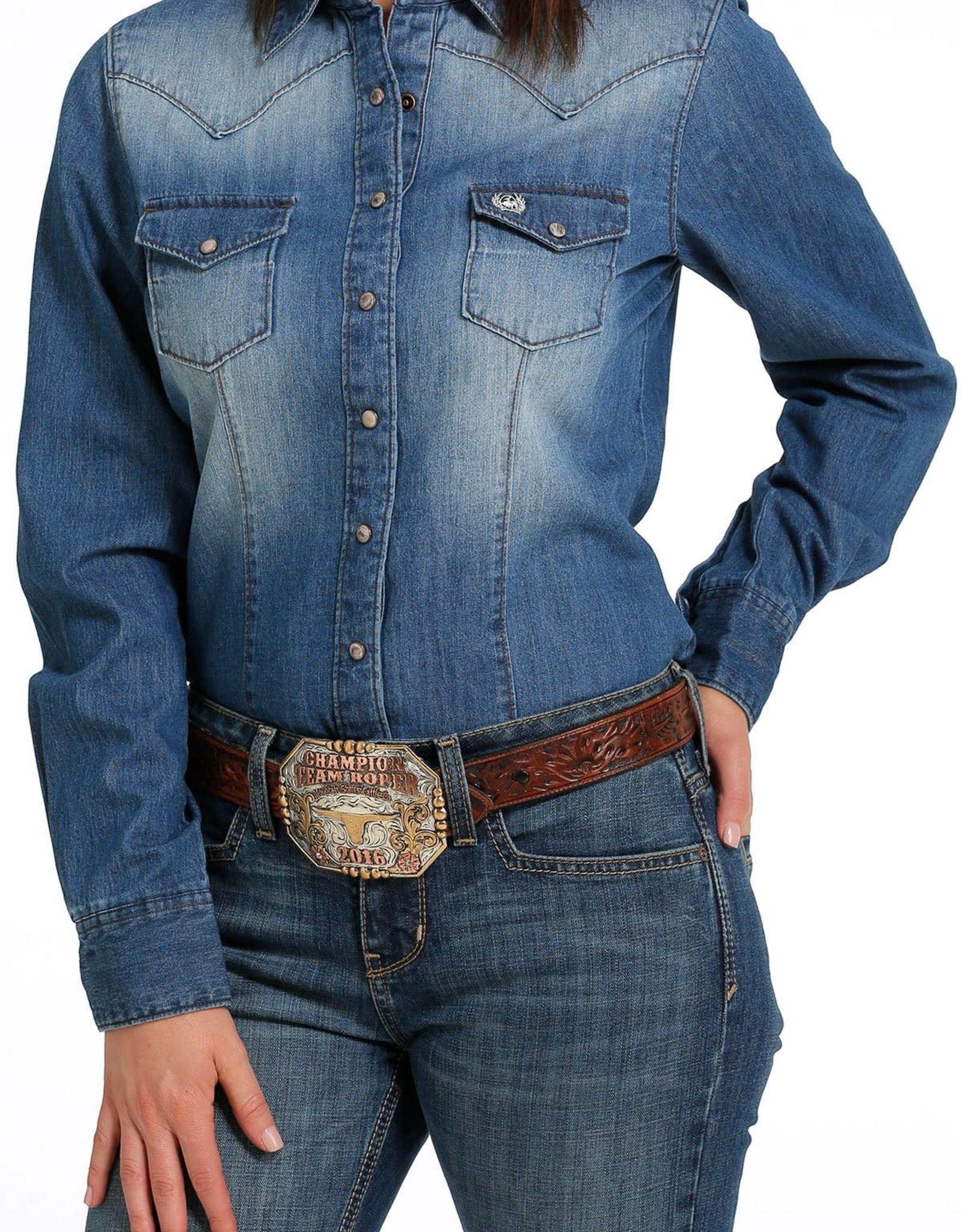 Cinch Womens Cinch Long Sleeve Denim Snap Western Shirt