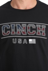 Cinch Mens Cinch Short Sleeve Black Stars And Stripes Logo Front Screen Print T Shirt