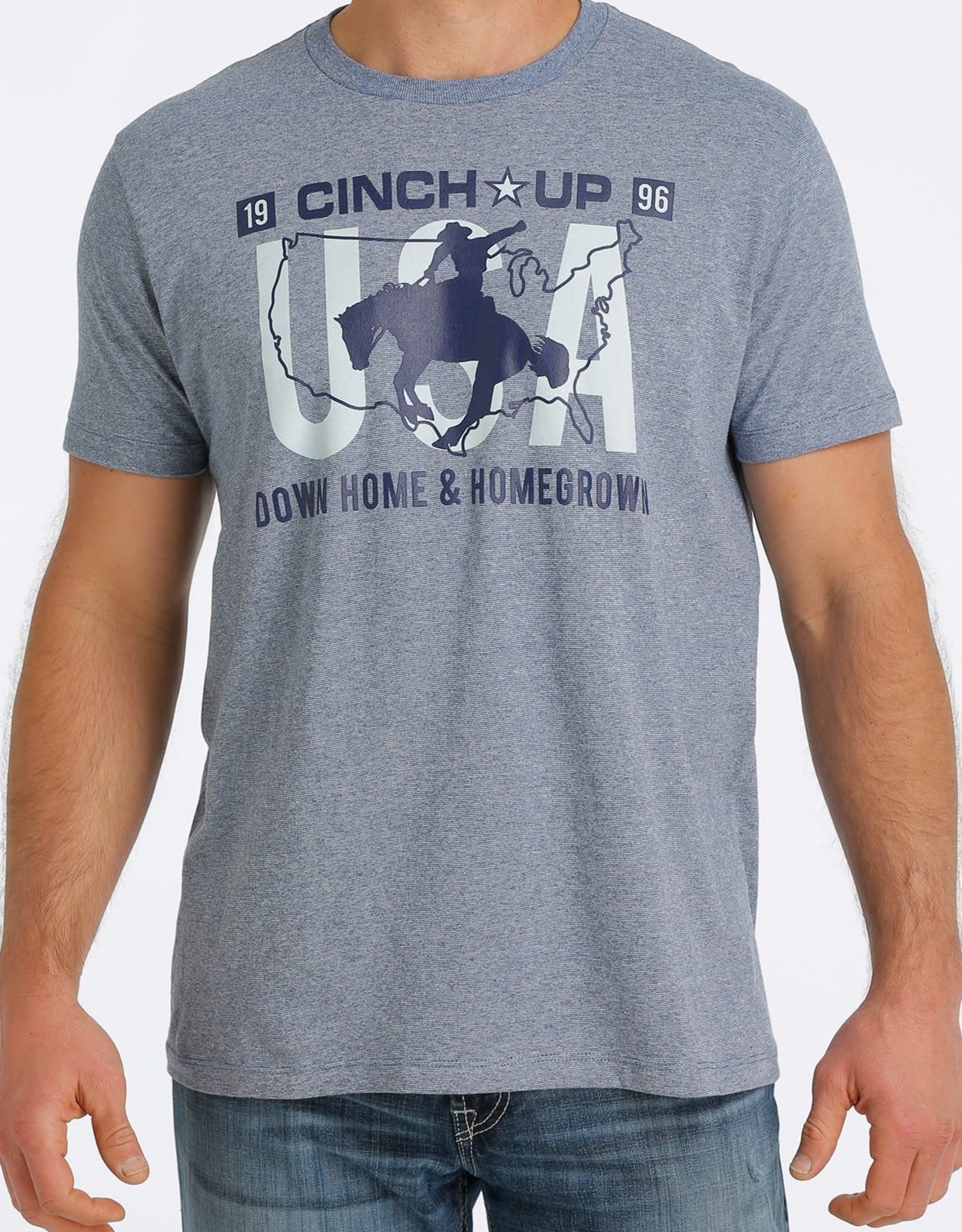 Cinch Mens Cinch Short Sleeve Heather Navy Down Home T Shirt