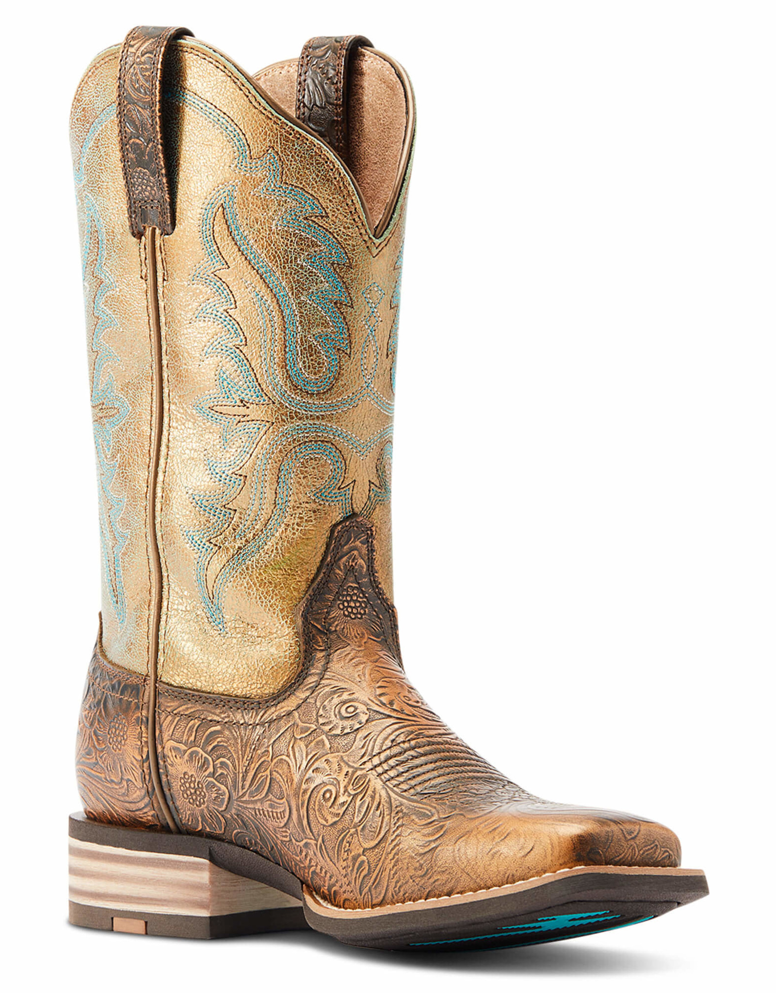 Ariat Womens Ariat Olena Bronze Tooled Western Wide Square Cowboy Boot