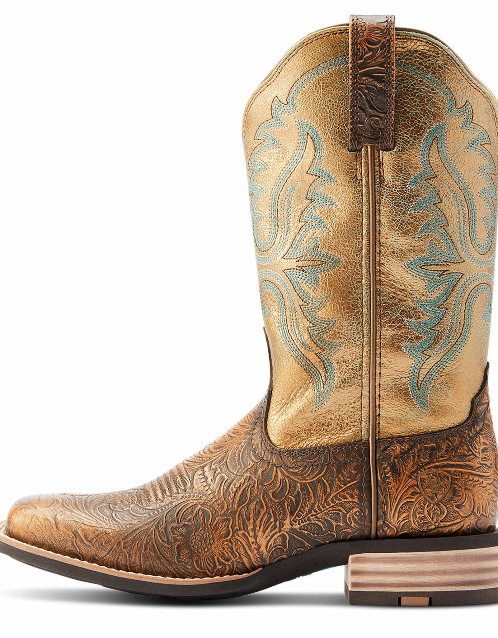 Ariat Womens Ariat Olena Bronze Tooled Western Wide Square Cowboy Boot