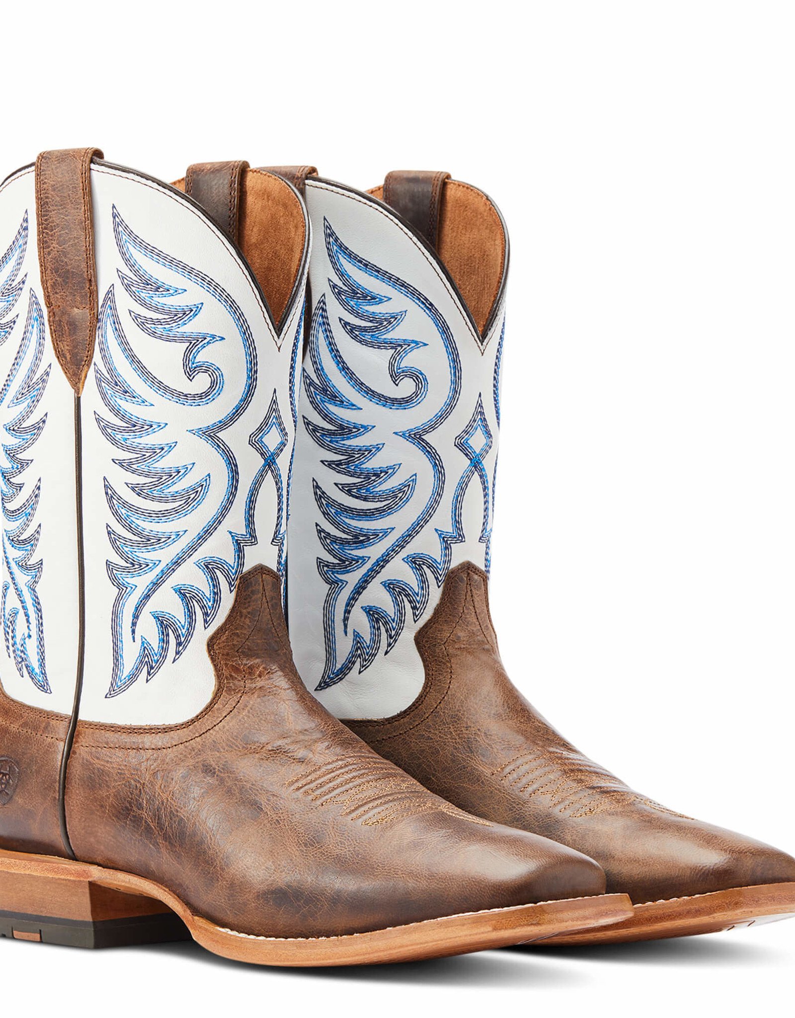 Ariat Mens Pecan Brown and Cream Wiley Wide Square Toe Western Cowboy Boot  - Cowpokes Western Shop