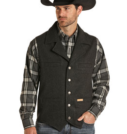 Mens Powder River Black Wool Vest