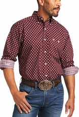 Ariat Mens Ariat Relentless Burgundy Print Stretch  Long Sleeve Button Western Shirt