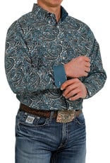 Cinch Mens Cinch Long Sleeve Turquoise Chocolate Paisley Western Button Shirt