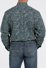 Cinch Mens Cinch Long Sleeve Turquoise Chocolate Paisley Western Button Shirt