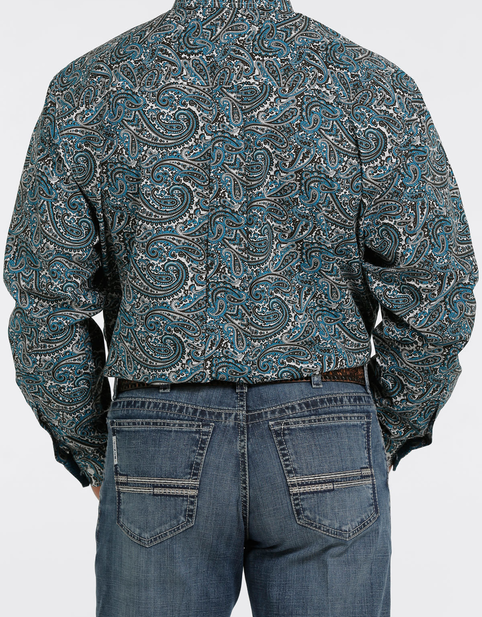 Cinch Mens Cinch Long Sleeve Turquoise Chocolate Paisley Western Button Shirt