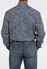Cinch Mens Cinch Long Sleeve Blue Paisley Print Western Button Shirt