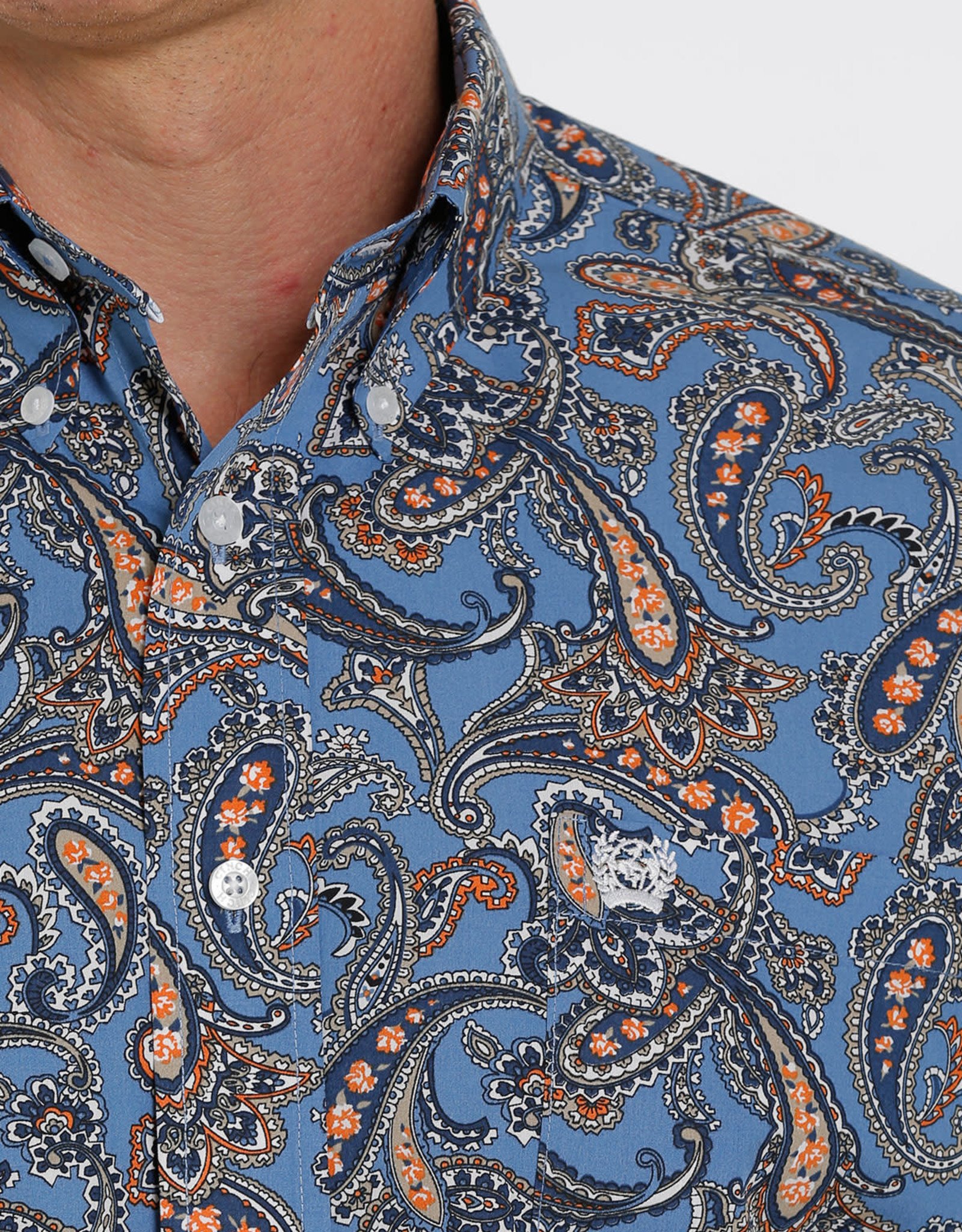 Cinch Mens Cinch Long Sleeve Blue Paisley Print Western Button Shirt