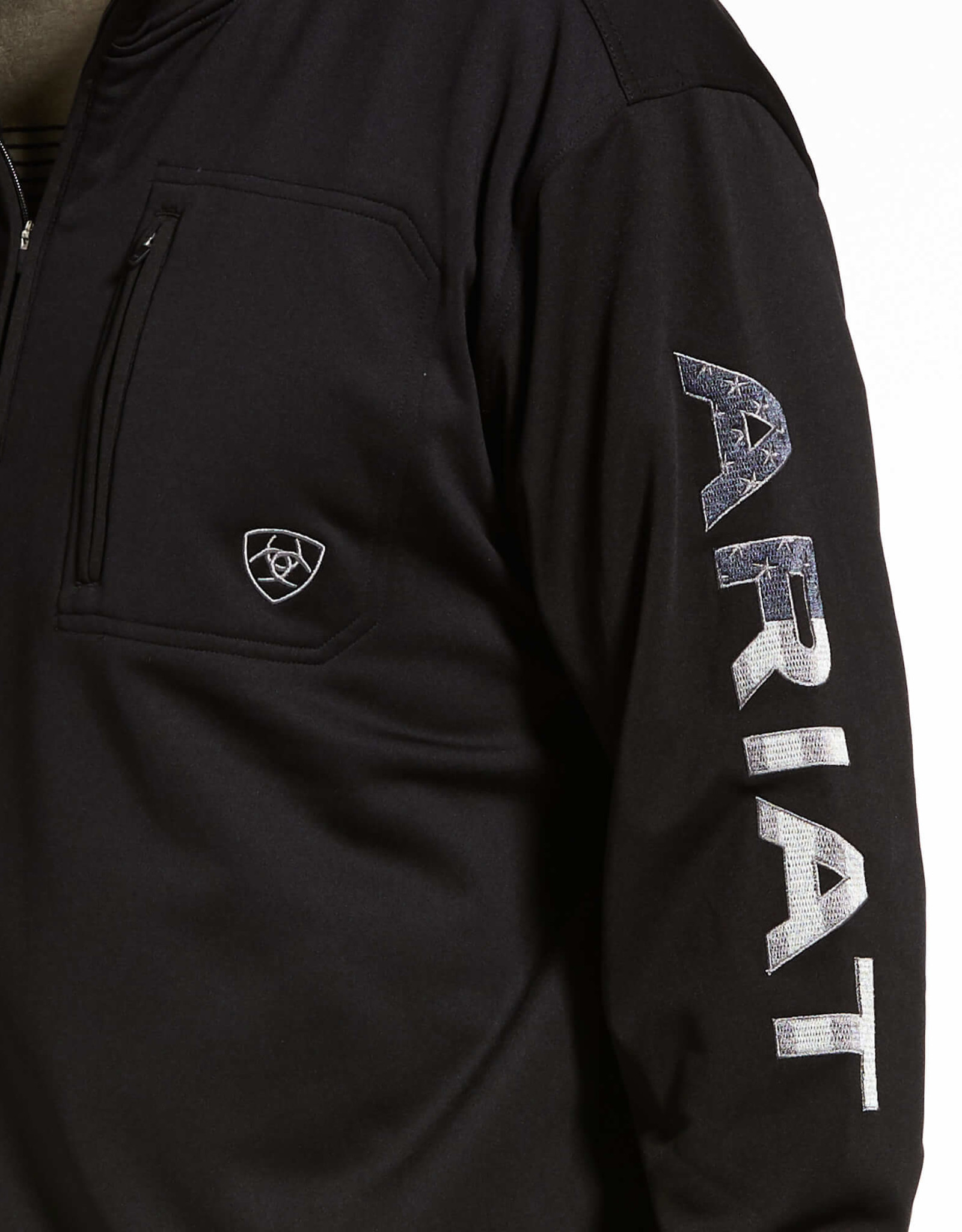 Ariat Ariat Mens Cold Series Black American Logo Quarter Zip Jacket