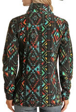 Womens Powder River Black Multi Color Aztec Full Zip Fleece Jacket
