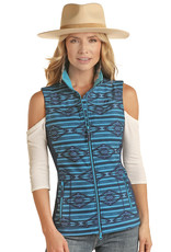 Womens Powder River  Navy Blue Aztec Softshell Vest