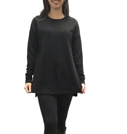 Womens Long Sleeve Black  Waffle Shirt