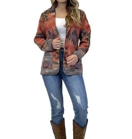 Womens Coral Aztec Leopard Blazer Jacket