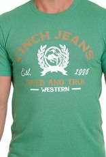 Cinch Mens Cinch Short Sleeve Heather Green Tried And True Screen Print T Shirt