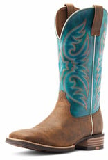 Ariat Mens Ariat Wide Square Toe Brown Teal Ricochet Western Cowboy Boot