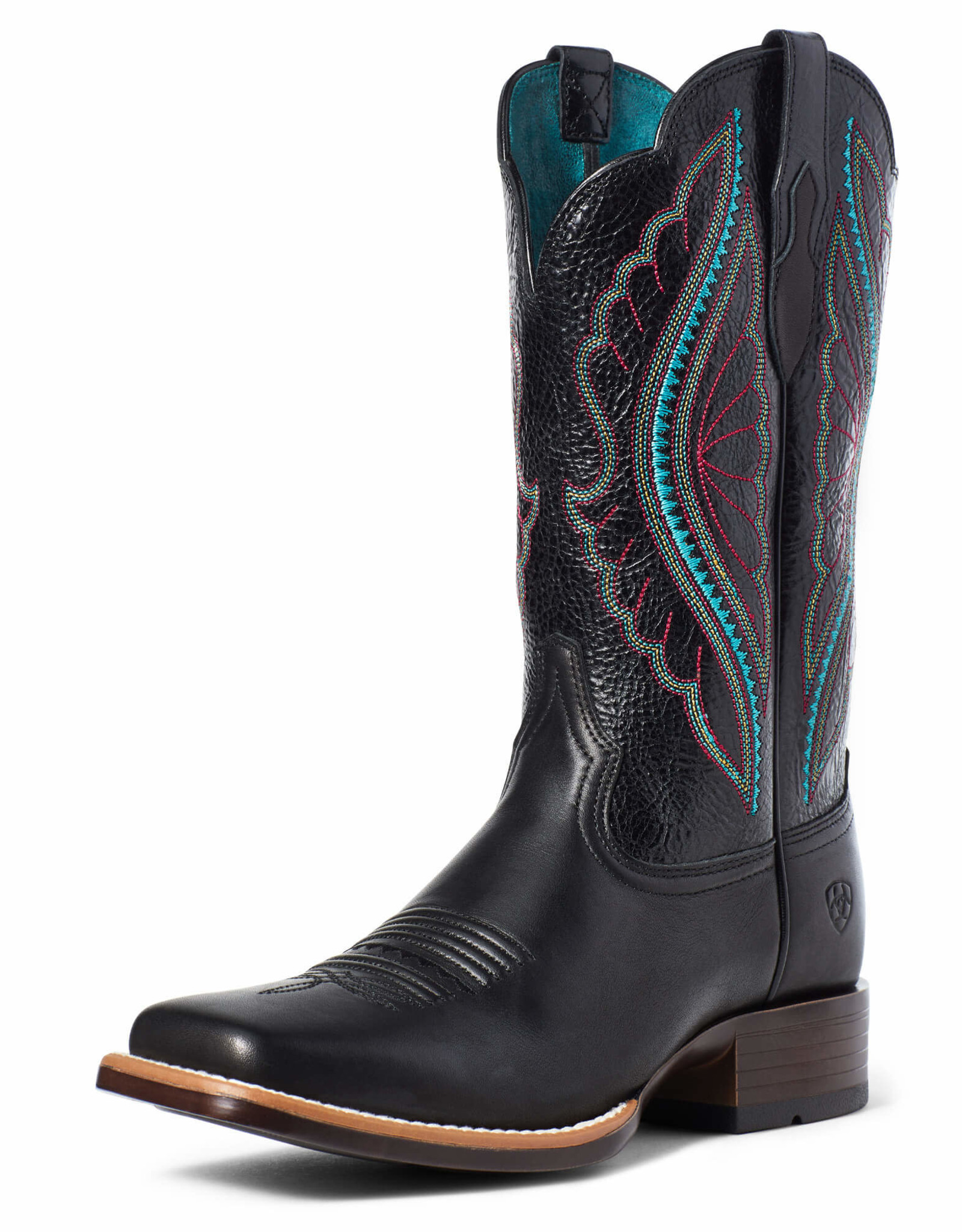 Ariat Womens Ariat Prime Time  Bantamweight Black Turquoise Embroidery Western  Cowboy Boot