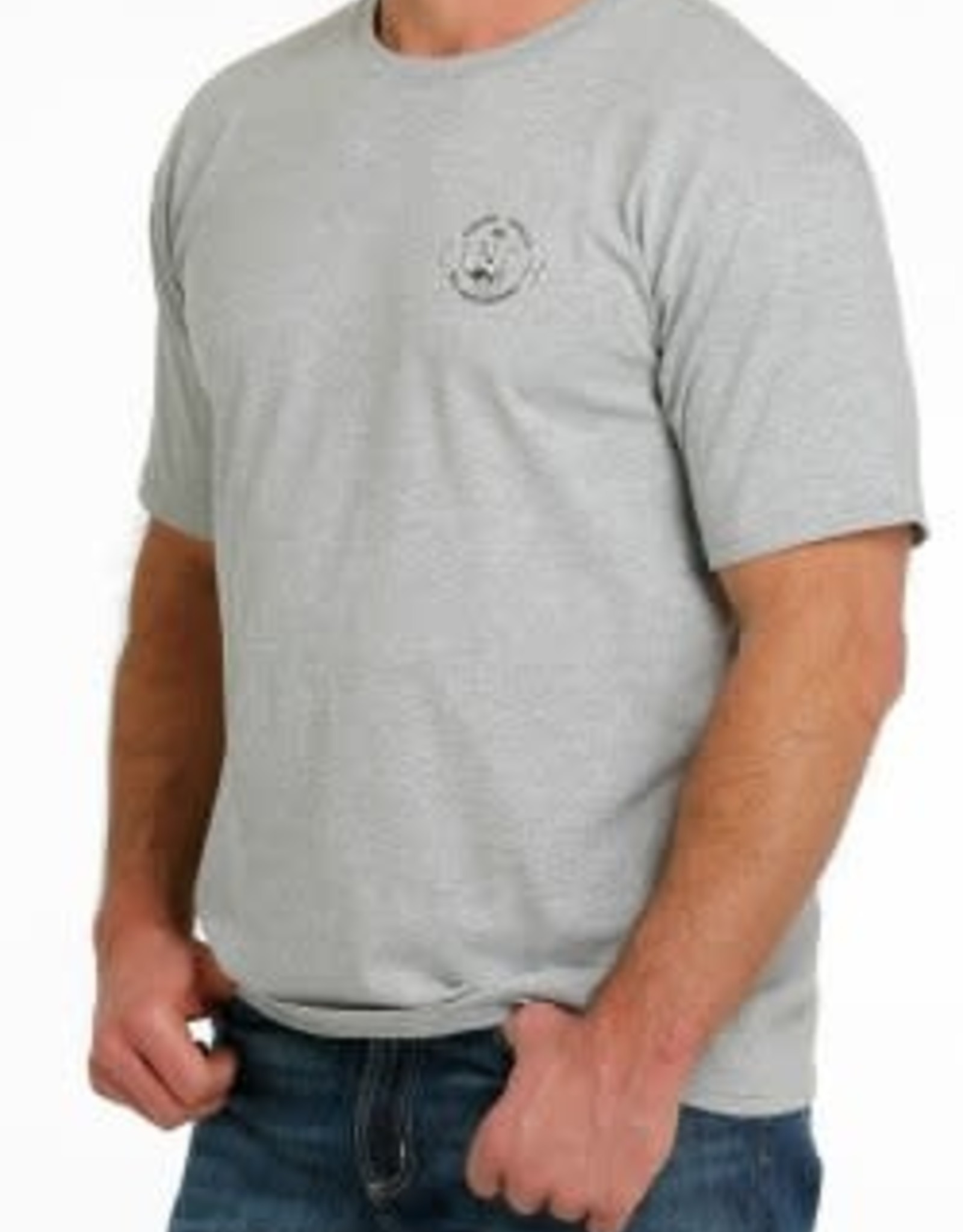 Cinch Mens Cinch Short Sleeve Heather Grey Genuine Quality Back Screen Print T Shirt