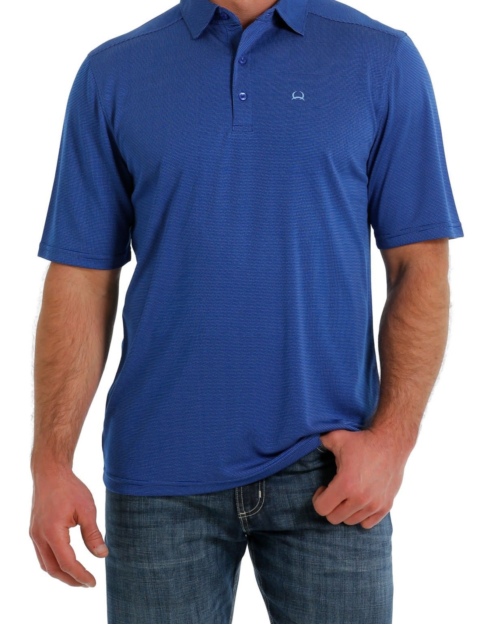 Cinch Mens Cinch Arenaflex Short Sleeve Royal Blue Print Polo Shirt