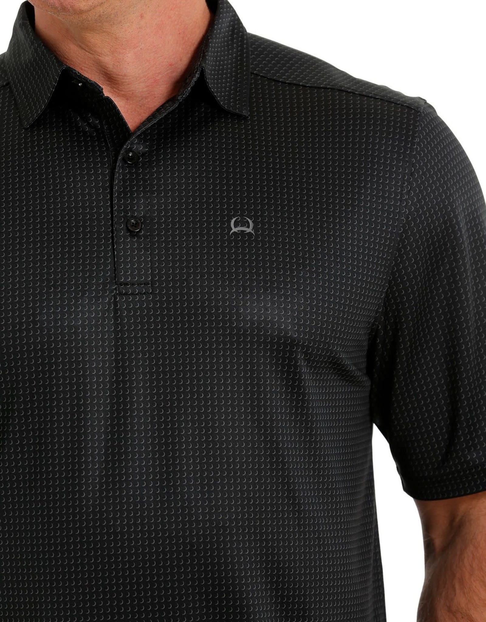 Cinch Mens Cinch Arenaflex Short Sleeve Black Print Polo Shirt