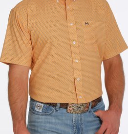 Cinch Cinch Men's Arena Flex Orange Print Short Sleeve Shirt