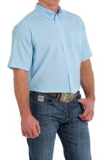 Cinch Mens Cinch  ArenaFlex Light Blue Print Short Sleeve Button Shirt