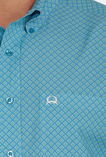 Cinch Mens Cinch Long Sleeve Turquoise Lime Print Arena Flex Western Button Shirt