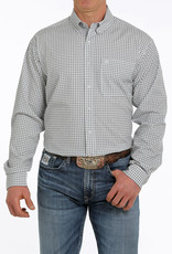 Cinch Mens Cinch Long Sleeve Light Grey Teal Print Arena Flex Western Button Shirt