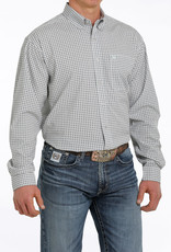 Cinch Mens Cinch Long Sleeve Light Grey Teal Print Arena Flex Western Button Shirt