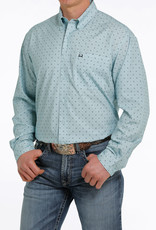 Cinch Mens Cinch Long Sleeve Light Blue Print Arena Flex Western Button Shirt