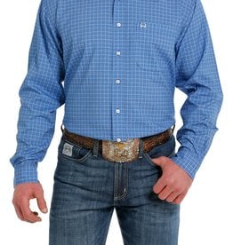 Cinch Mens Cinch Long Sleeve Royal Blue Print Arena Flex Western Button Shirt