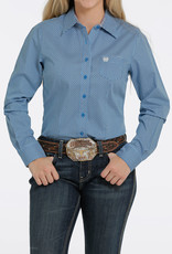Cinch Cinch Womens Blue Stretch Print Long Sleeve Button Down Western Shirt